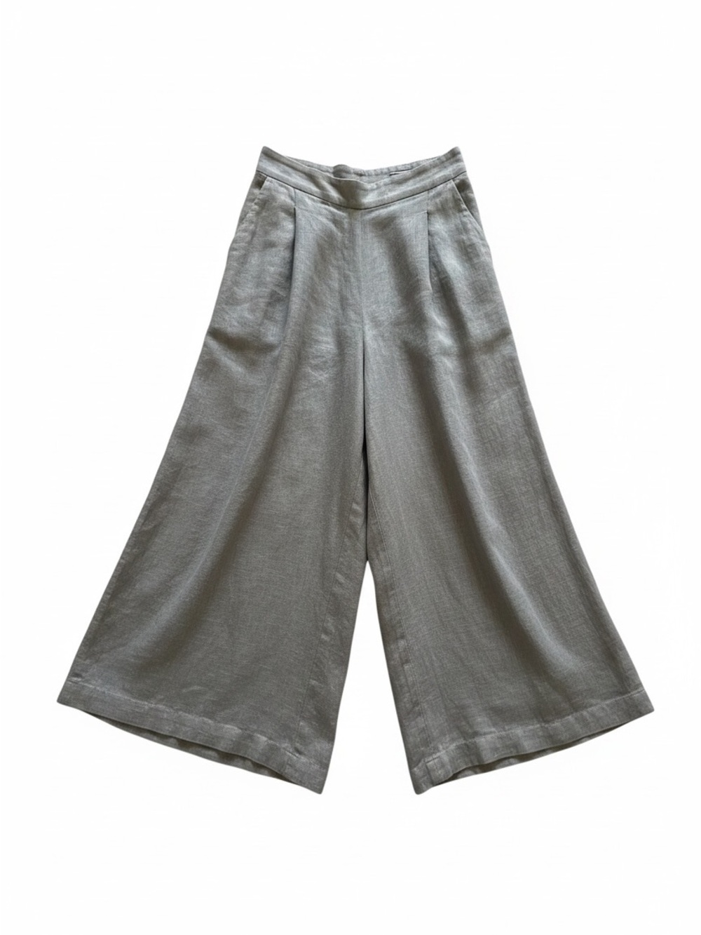 Wide-Leg High-Waist Pants in Light Gray